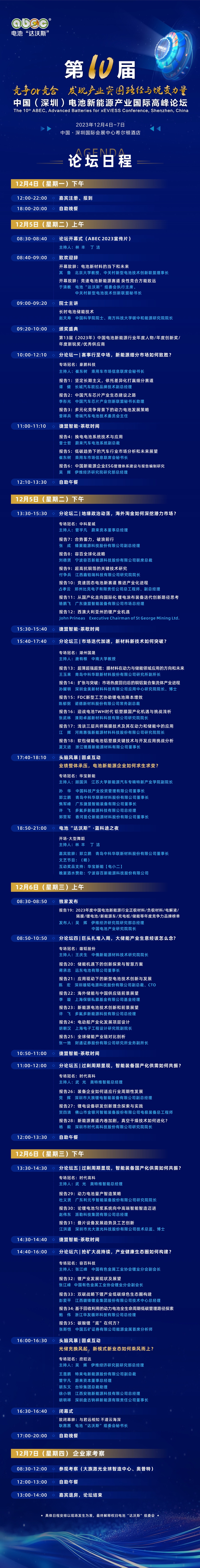 第10屆電池“達沃斯”論壇日程