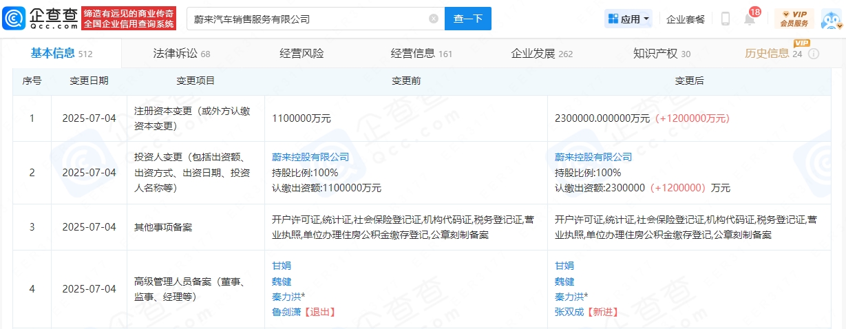 蔚來汽車銷售服務有限公司