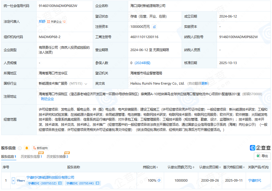 海口潤(rùn)時(shí)新能源有限公司