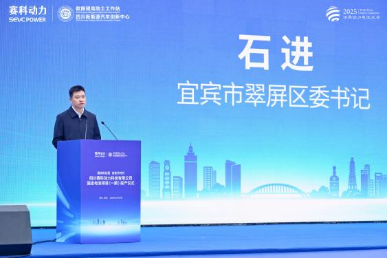 ▲宜賓市翠屏區委書記石進講話