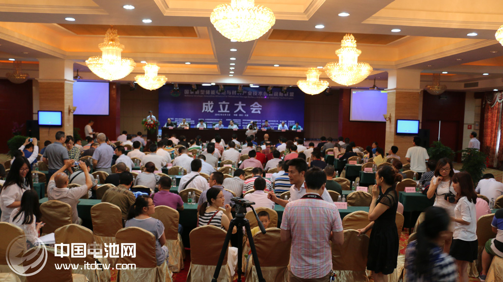 電子科大能源科學與工程學院副院長吳孟強、電子科大資產管理公司總經理、四川經信委創新處副處長丁銳、張樹人先后發了言，縣委書記蔣喻新，科技部中國技術市場協會常務理事、副秘書長孫小林共同為國家新型儲能電池與材料產業技術創新戰略聯盟揭牌。