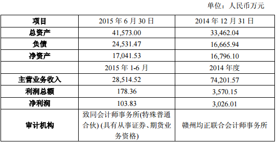 贛州騰遠主要財務數據