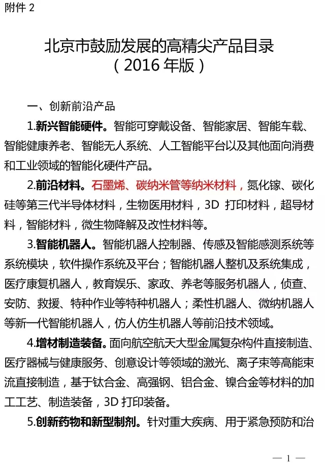 2016年北京高精尖產(chǎn)業(yè)發(fā)展重點支撐項目開始申報 石墨烯在列