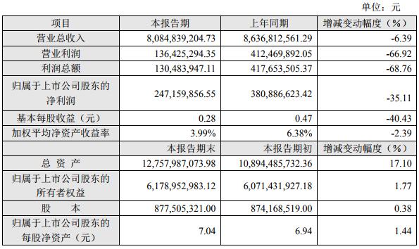 南都電源2018年度主要財務數據和指標