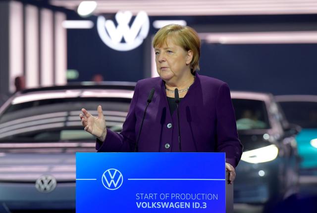 大眾集團ID.3電動車舉行投產儀式 德國總理默克爾出席