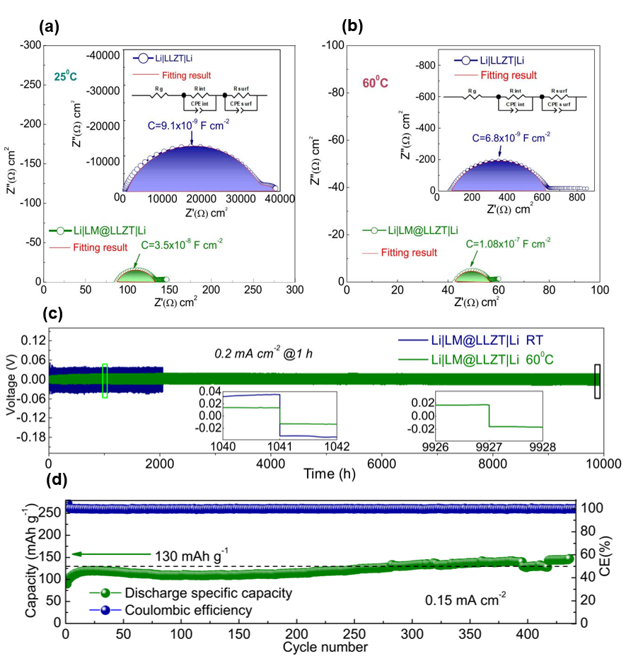 基于液態金屬潤濕的石榴石型電解質的固態電池的電化學性能