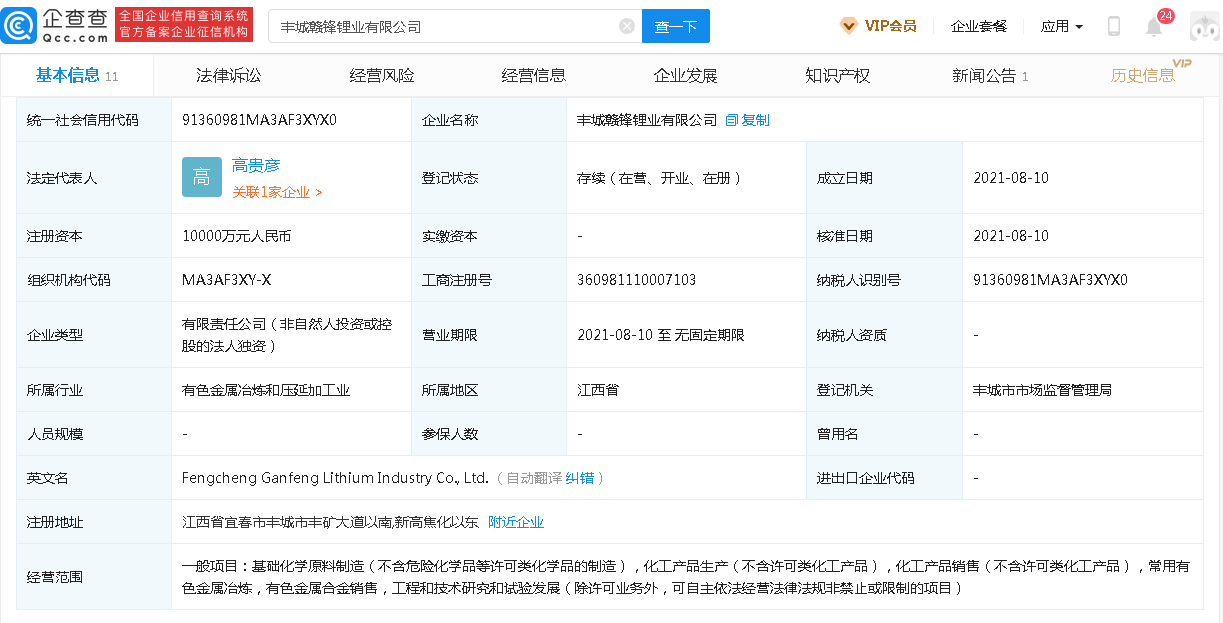 贛鋒鋰業,鋰電材料,鋰鹽