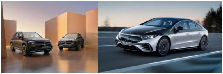 奔馳EQA、EQB純電SUV，奔馳電動(dòng)旗艦全新EQS（從左到右）