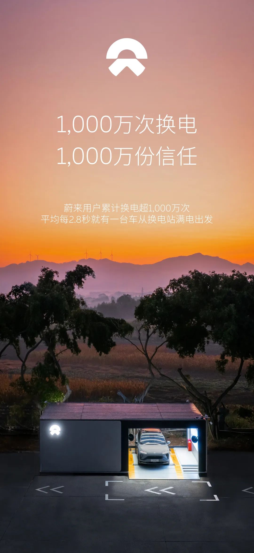 蔚來用戶累計換電達1000萬次 換電站總數即將突破1000座