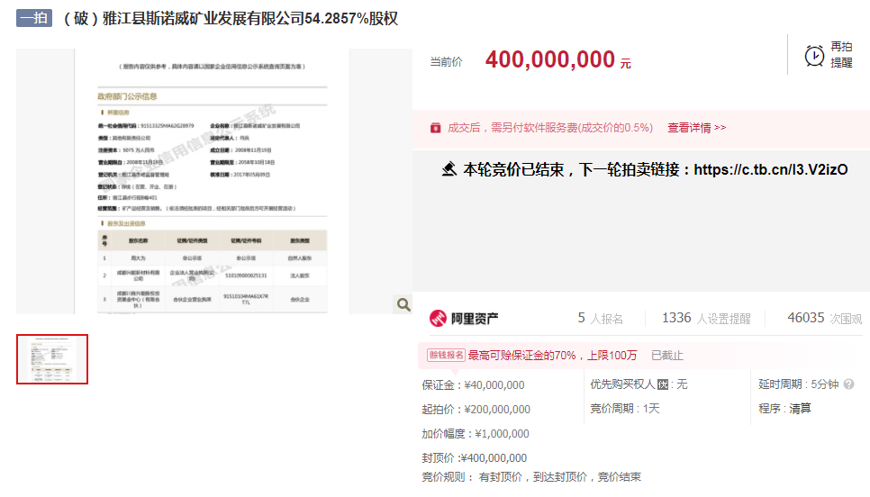 4億封頂價！22分鐘結束首輪拍賣！國內鋰礦拍賣也瘋狂？