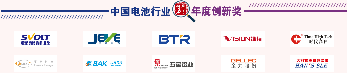 第12屆中國電池行業(yè)年度創(chuàng)新獎獲獎名單