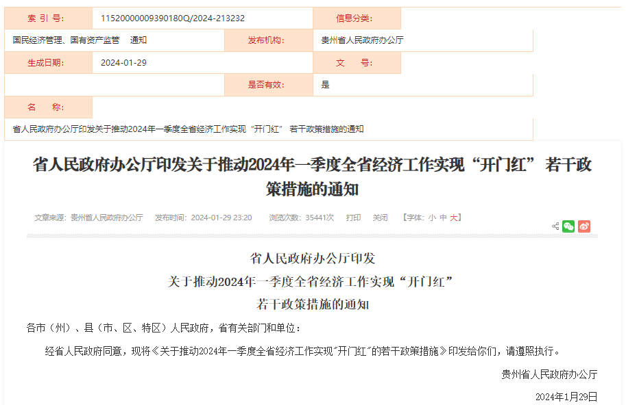 關于推動2024年一季度全省經濟工作實現“開門紅”的若干政策措施 關于推動2024年一季度全省經濟工作實現“開門紅”的若干政策措施