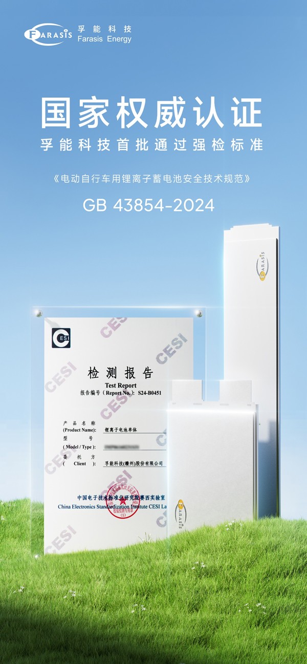 孚能科技首批通過新國標