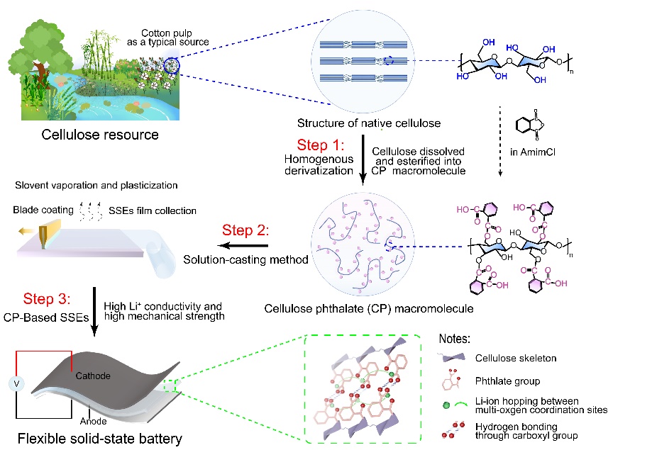 纖維素衍生物基固態(tài)電解質(zhì)制備過程 圖片來源：中科院化學研究所